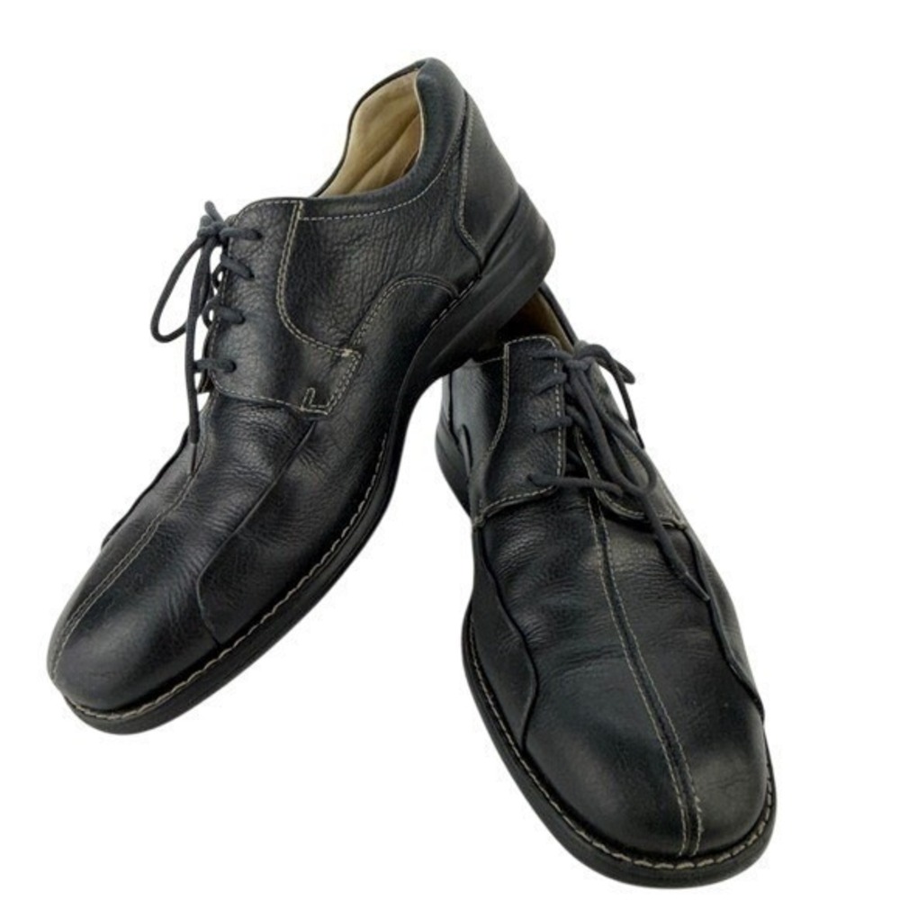 Johnston & Murphy Mens Black Leather Bicycle Toe Oxford Shoes 20-7222 9.5 M